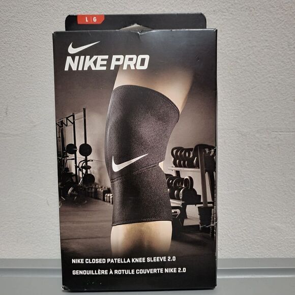Nike Pro Closed Patella Knee Sleeve 2.0 Black Unisex SZ LARGE NWT - Picture 1 of 8